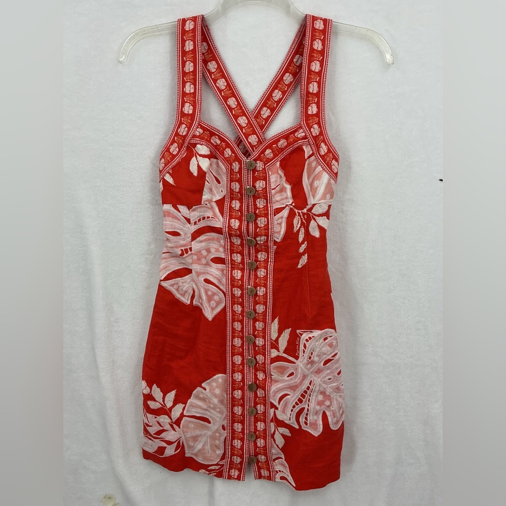 Red Floral Print Sundress with Square Neck - Picture 2 of 7